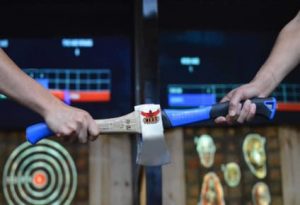 Axe throwing bar with family friendly games and entertainment in Albion, Nebraska - perfect for birthday parties or date night.